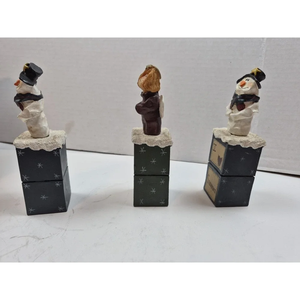 Vintage Christmas‎ Spreader Set Snowman Angel Resin Handle Stainless Steel 3pc